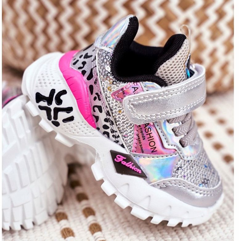 FRROCK Chaussures de sport pour enfants avec velcro argent Be Happy gris 3 FRROCK Chaussures de sport pour enfants avec velcro argent Be Happy gris 3