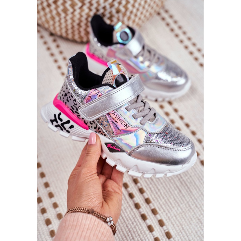 FRROCK Chaussures de sport pour enfants avec velcro argent Be Happy gris 5 FRROCK Chaussures de sport pour enfants avec velcro argent Be Happy gris 5