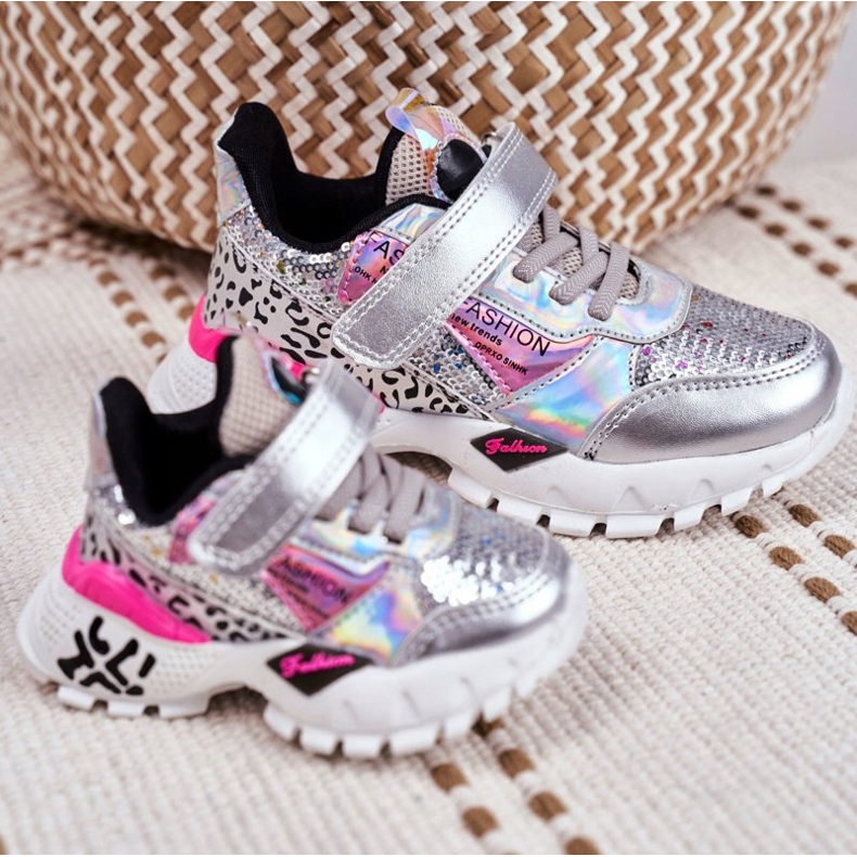 FRROCK Chaussures de sport pour enfants avec velcro argent Be Happy gris 6 FRROCK Chaussures de sport pour enfants avec velcro argent Be Happy gris 6