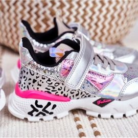 FRROCK Chaussures de sport pour enfants avec velcro argent Be Happy gris 7 FRROCK Chaussures de sport pour enfants avec velcro argent Be Happy gris 7