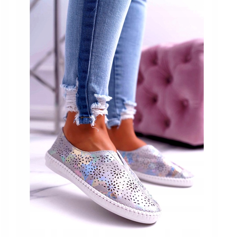 Jezzi Insert de confort de baskets en cuir gris pour femmes 1