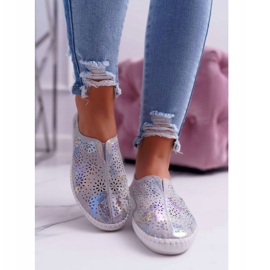 Insert de confort de baskets en cuir gris pour femmes 2