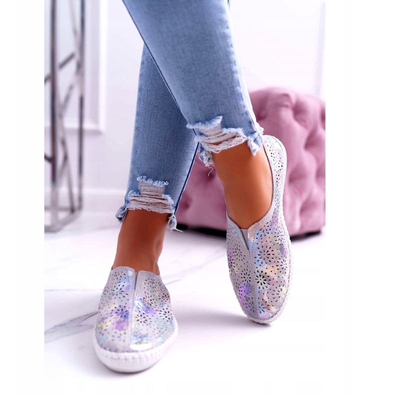 Jezzi Insert de confort de baskets en cuir gris pour femmes 4