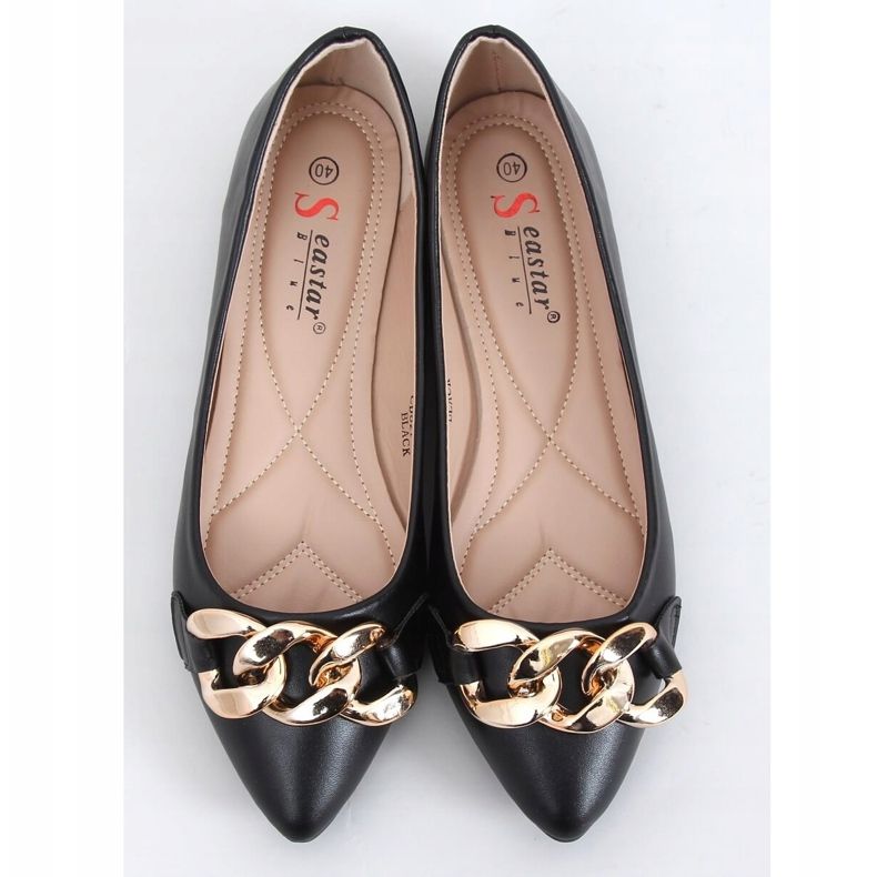 Noir CD82P Ballerines noires avec chaîne le noir 1