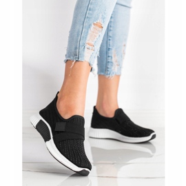 SHELOVET Chaussures de sport avec cristaux noir 2