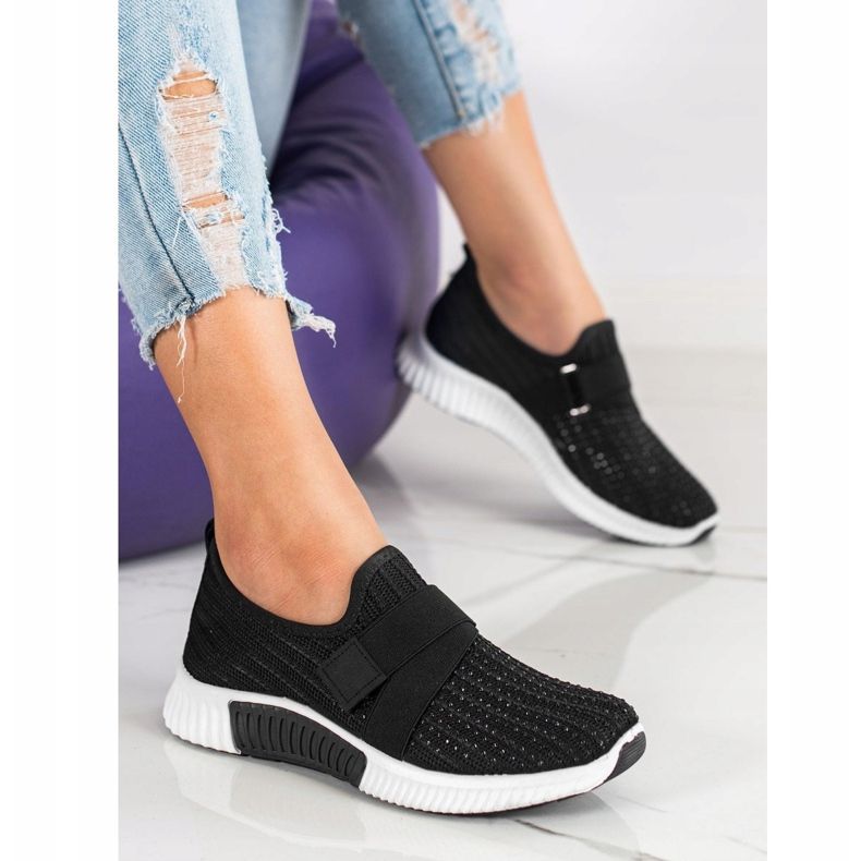 SHELOVET Chaussures de sport avec cristaux noir 1