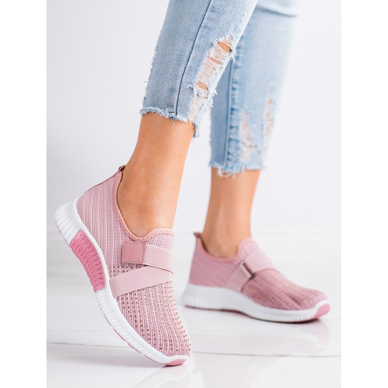 SHELOVET Chaussures de sport avec cristaux rose 2