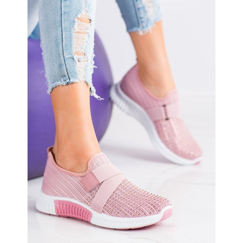 SHELOVET Chaussures de sport avec cristaux rose 1