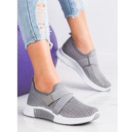 SHELOVET Chaussures de sport avec cristaux gris 1