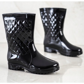 Bona Bottes en caoutchouc matelassées brillantes le noir 1