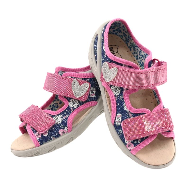 Befado chaussures pour enfants pu 065X151 bleu marin rose argent 3