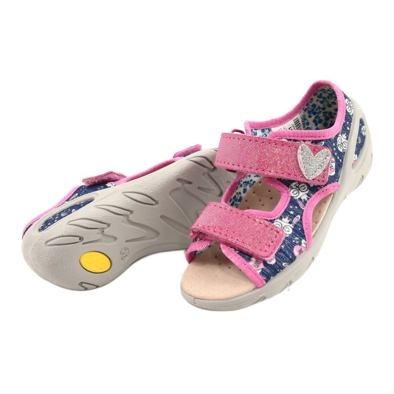 Befado chaussures pour enfants pu 065X151 bleu marin rose argent 2