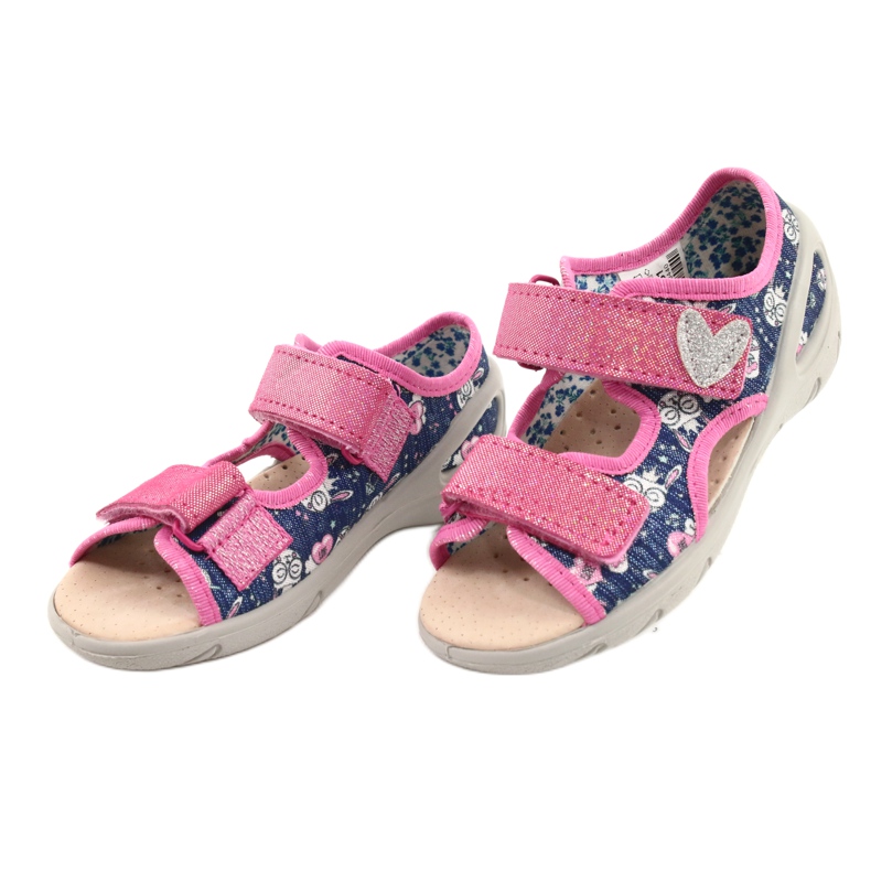 Befado chaussures pour enfants pu 065X151 bleu marine rose argent 1