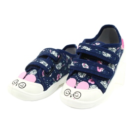Chaussures enfant Befado 907P127 blanc bleu marine rose argent 1