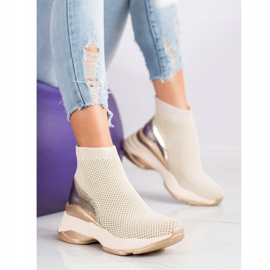 SHELOVET Baskets hautes en textile beige 1