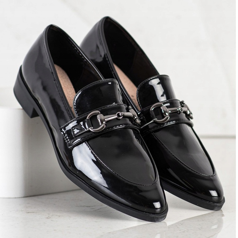 S. BARSKI Mocassins Elégants En Spitz noir 1