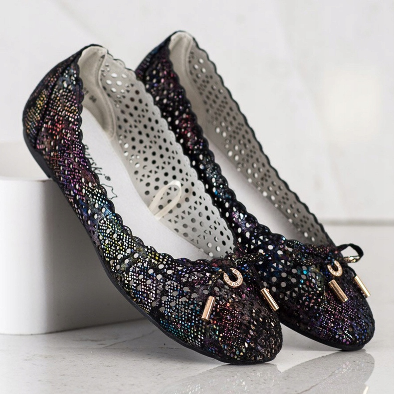 S. BARSKI Ballerines ajourées élégantes multicolore 1