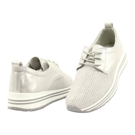 Chaussures de sport en cuir pour femmes Jezzi 21PB32-3617 argent 3 Chaussures de sport en cuir pour femmes Jezzi 21PB32-3617 argent 3