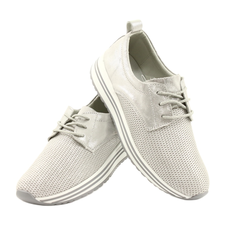 Chaussures de sport en cuir pour femmes Jezzi 21PB32-3617 argent 4 Chaussures de sport en cuir pour femmes Jezzi 21PB32-3617 argent 4