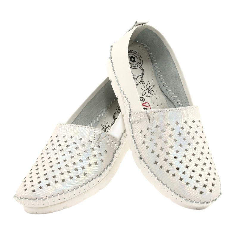 Mocassins femme Evento 21PB32-3613 blanc et argent 4