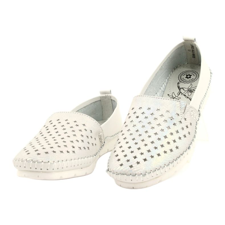 Mocassins femme Evento 21PB32-3613 blanc et argent 2