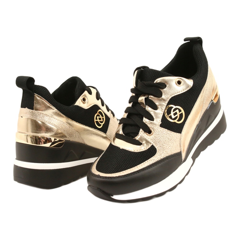 Evento Baskets Compensées Femme 21PB35-4001 Noir Or Roxet doré 3