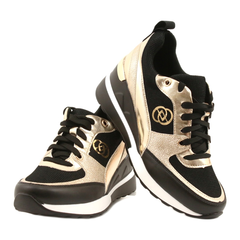 Evento Baskets Compensées Femme 21PB35-4001 Noir Or Roxet doré 4