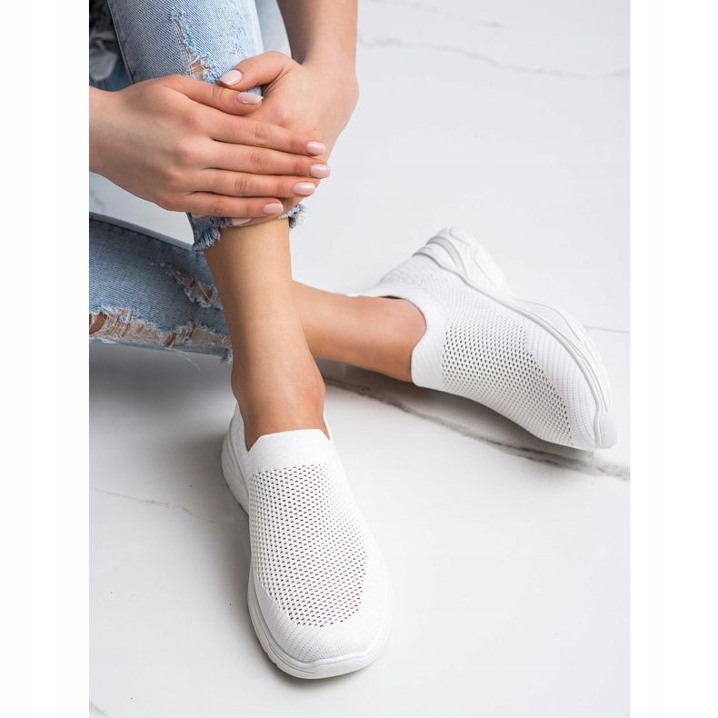 Ideal Shoes Chaussures à enfiler avec maille blanc 2