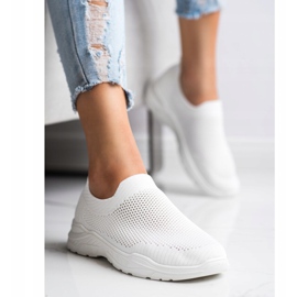 Ideal Shoes Chaussures à enfiler avec maille blanc 1