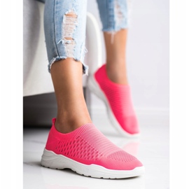 Ideal Shoes Baskets ajourées confortables rose 2