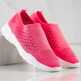 Ideal Shoes Baskets ajourées confortables rose 1