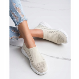 Ideal Shoes Baskets ajourées confortables beige 2