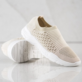 Ideal Shoes Baskets ajourées confortables beige 4