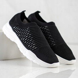 Ideal Shoes Baskets ajourées confortables le noir 1