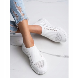 Ideal Shoes Baskets ajourées confortables blanche 2