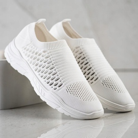 Ideal Shoes Baskets ajourées confortables blanche 3