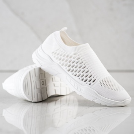 Ideal Shoes Baskets ajourées confortables blanche 4