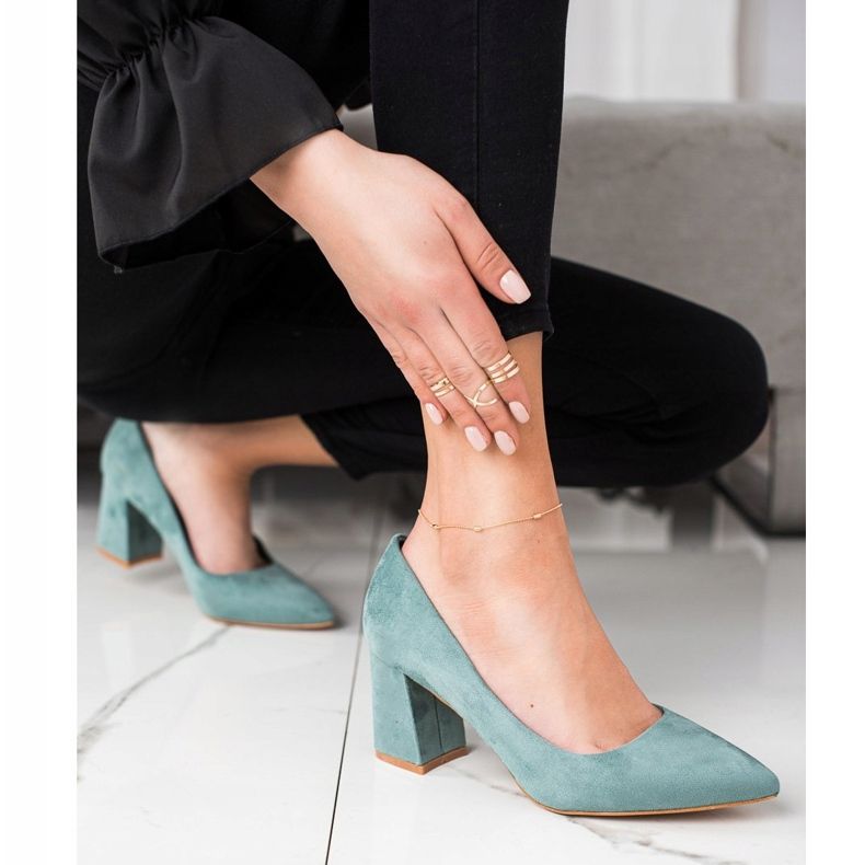 Escarpins classiques VINCEZA en daim vert 2