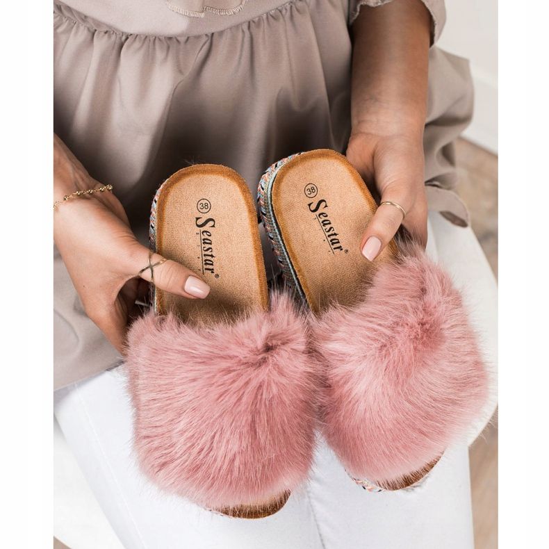 Seastar Pantoufles à la mode sur une plate-forme décorative rose 2