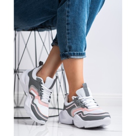 SHELOVET Baskets de sport légères blanche rose gris 2