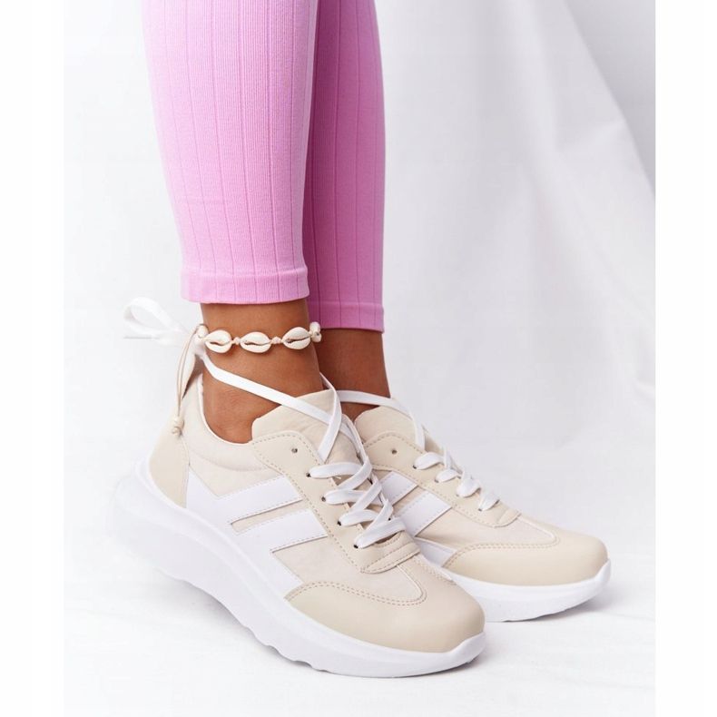 PS1 Chaussures de sport pour femmes Baskets Beige Vacances blanc 1