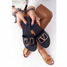 PS1 Pantoufles noires classiques pour femmes Vicky le noir d'or 3