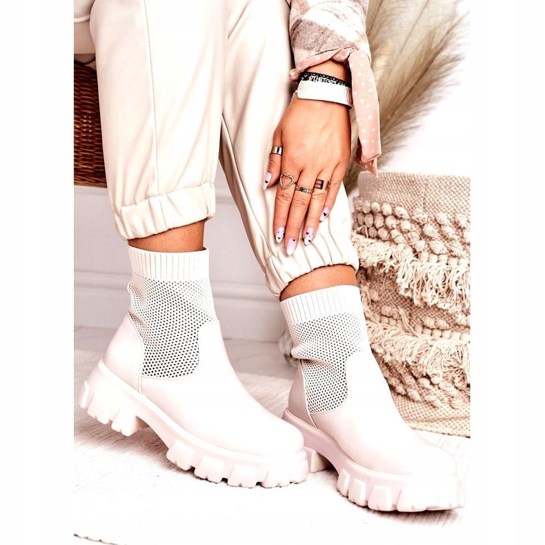 Chaussettes Femme Bottes Workers Blanc Stormy 4