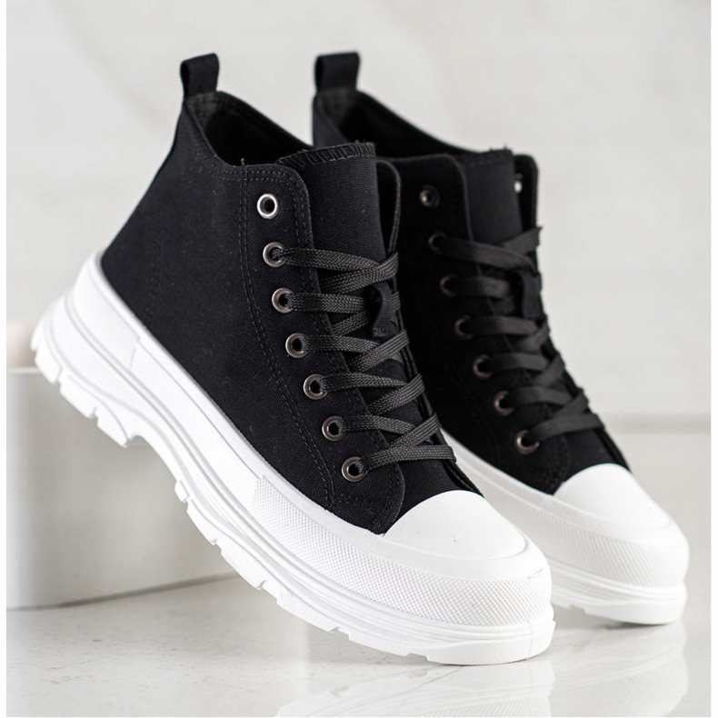 SHELOVET Baskets hautes sur la plate-forme noir 1