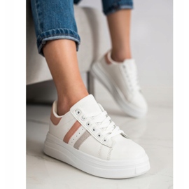 SHELOVET Baskets avec empiècements en daim blanche 3