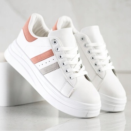 SHELOVET Baskets avec empiècements en daim blanche 4