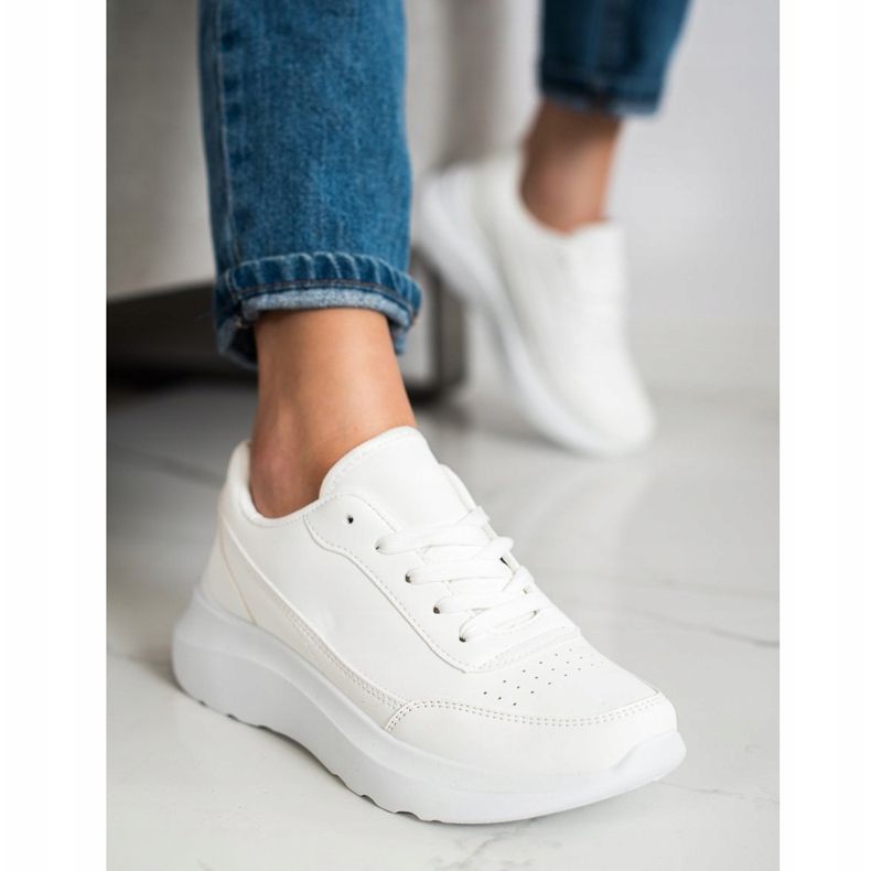 SHELOVET Baskets classiques en cuir écologique blanc 2