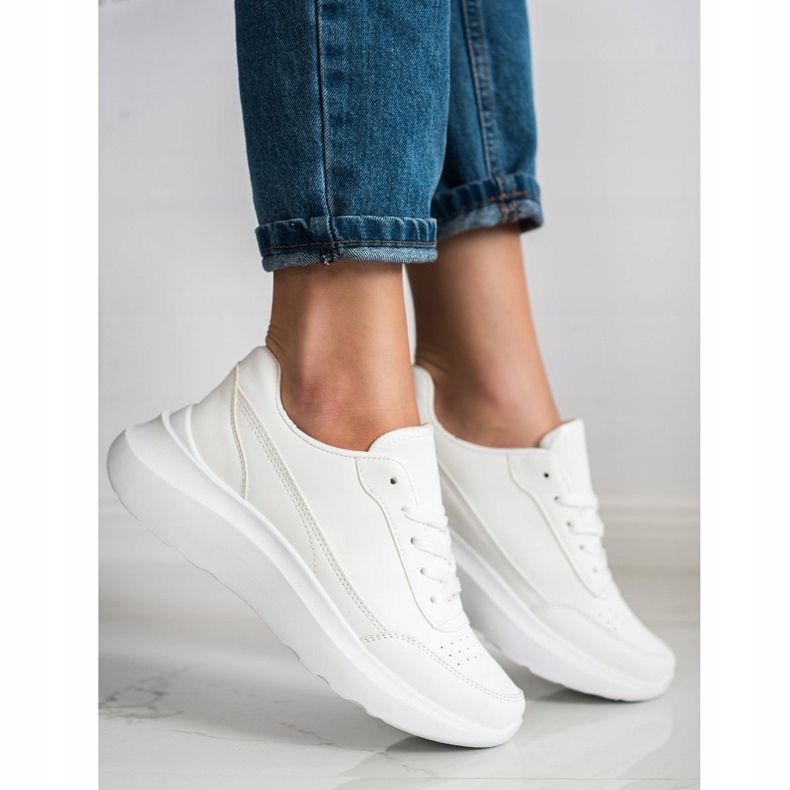 SHELOVET Baskets classiques en cuir écologique blanche 1