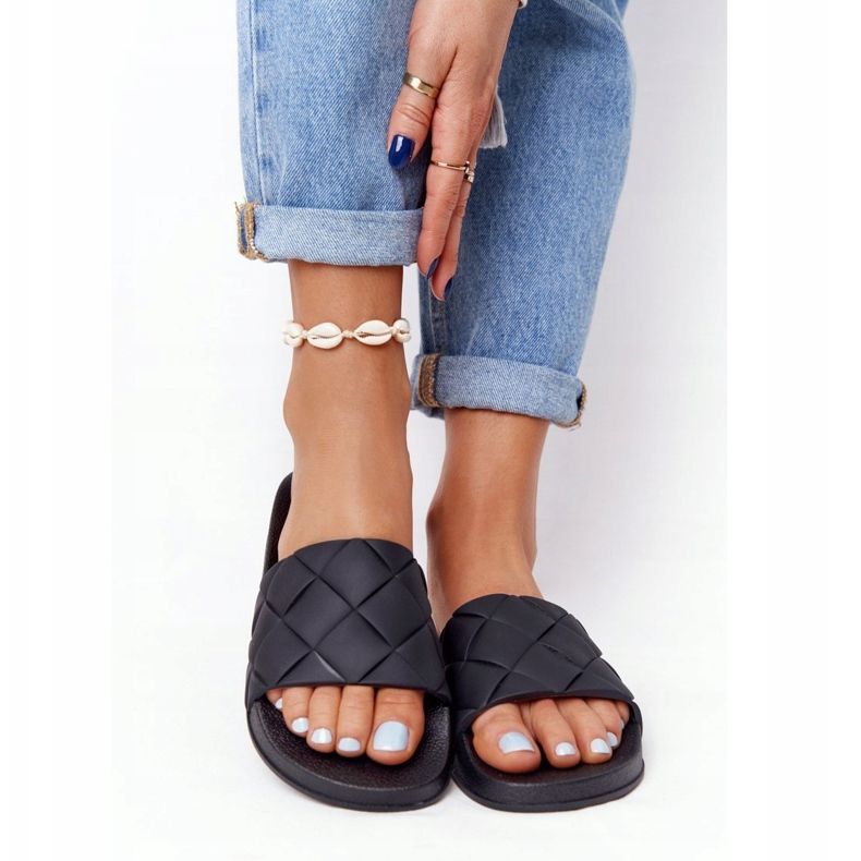 PS1 Pantoufles En Caoutchouc Noires Pour Femmes Let's Swim le noir 1