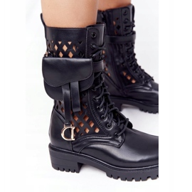 PS1 Bottes Noires Ajourées Avec Rein Rock Star 2